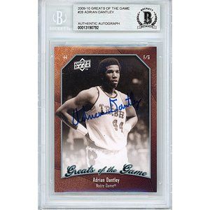 Adrian Dantley Notre Dame Signed Upperdeck Basketball Card Beckett BAS Autograph